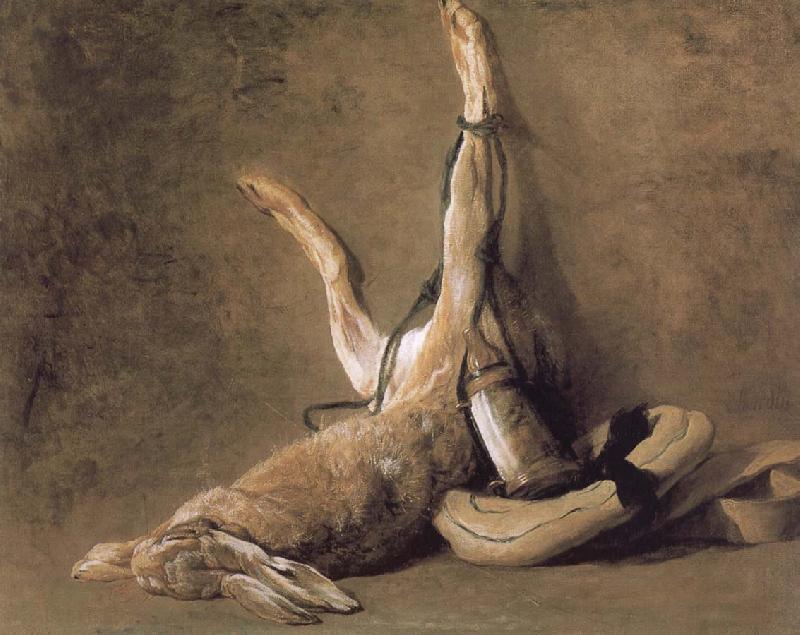 Jean Baptiste Simeon Chardin Hare and hunting with tinderbox oil painting image